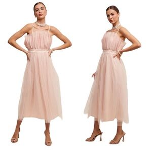 Listicle Paper Bag Frill Tulle Maxi Dress size large